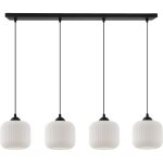 Suspension riffle noire 4 lampes plates cylindre blanc e27