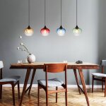 Suspension salle � manger lampe de salon � 4 lampes verre color� noir e27