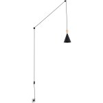 Barcelona led ? suspension scandinave en m�tal et bois noir ? abat - jour conique opaque ? tension 220 ...