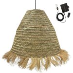 Suspension solaire boh�me big anafi beige jonc de mer d100 cm
