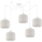 Suspension spider riffle blanc abat - jour 5 plaques cylindre blanc e27
