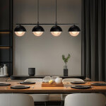 Suspension table � manger lampe suspendue en verre 4 ampoules moderne m�tal en noir r�tro lampe suspendue ...