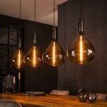 Suspension en verre fum� forme goutte 4 lampes nova