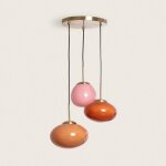 Ledkia ? suspension en verre kurta �300mm ? finition opale color�e ? 3 ampoules e14 ? pour �clairage ...