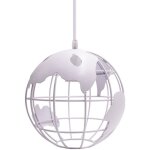 Suspension vintage industrielle globe lampe de plafond luminaire en boule m�tal diam�tre 20cm ? blanc ...