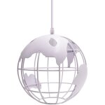 Suspension vintage industrielle globe lampe de plafond luminaire en boule mtal diamtre 20cm ? blanc ...