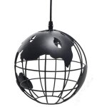 Suspension vintage industrielle globe lampe de plafond luminaire en boule m�tal diam�tre 20cm ? noir