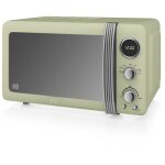 Swan - sm22030gneu retro micro - ondes num�rique 20l, 5 niveaux puissance, d�cong�lation, minuterie 800w ...