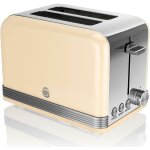 Swan st19010cn retro grille - pain  fente large 2 tranches, 3 fonctions, 6 niveaux, vintage 800w crme ...