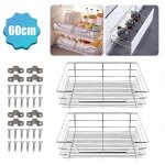 Swanew 2x 60cm tiroir de cuisine placard coulissant tiroir tlescopique cuisine tagre panier coulissant ...