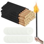 Swanew ? lot de 50 flambeaux de jardin en cire ? dur�e de combustion 45 min ? mat�riau coton noir ? pour ...