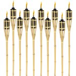 Swanew torche de jardin en lot de 10, flambeaux en bambou, avec m�che, �clairage d'ambiance, hauteur ...