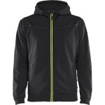 Sweat de travail zipp� � capuche 3363 - noir / jaune fluo l