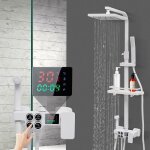 Système de douche blanc avec thermostat ensemble de douche en acier inoxydable avec robinetterie douche ... Système de douche blanc avec thermostat ensemble de douche en acier inoxydable avec robinetterie douche ...