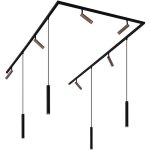 Syst�me d'�clairage sur rail moderne avec 6 spots et 4 suspension bronze fonc� monophas� - slimline uzzy ...