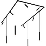 Syst�me d'�clairage sur rail moderne avec 6 spots et 4 suspension noirs monophas�s - slimline uzzy keno ...