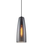 Tabby - luminaire suspendu moderne noir 1 lumi�re avec abat - jour fum�, e27 - italux