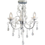 Tabitha - plafonnier � 3 bras semi - encastr�s pour salle de bain, chrome, cristal clair (k9) d�tail ...