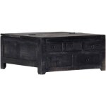 Table basse noir 65x65x30 cm bois de manguier massif vidaxl