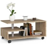 Abamihome - table basse akord vini sur roulettes chêne sonoma 90 cm 90x51x40 cm Abamihome - table basse akord vini sur roulettes chêne sonoma 90 cm 90x51x40 cm