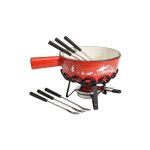 Table et cook - service a fondue savoyard frise hiver rouge 22cm
