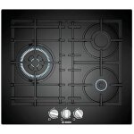 Table de cuisson au gaz - bosch - pnc6b6b90 - 60 cm - 3 br�leurs - verre tremp� noir - gasstop