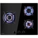Klarstein ? plaque de cuisson gaz 3 br�leurs 6200w ? vitroc�ramique avec supports en fonte ? allumage ...