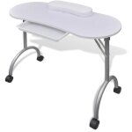 Table  manucure pliable avec roulettes blanc