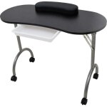 Table à manucure pliable avec roulettes noir - vidaxl Table à manucure pliable avec roulettes noir - vidaxl