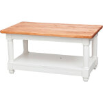 Table  rallonge style champtre en bois massif de tilleul avec structure antique blanche et plan en ...