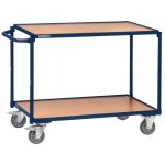 Table roulante 2 surf. de charg. l1000xl600 mm bleu pigeon, ral 5014 cap. charge 300 kg �trier coulissant ...