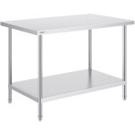 Table de travail en acier inoxydable 76, 2x121, 9x86, 4 cm, table de preparation des aliments charge ...