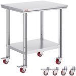 Table de travail cuisine 76x60x86 cm table de travail inox avec roulettes et freins grande capacite de ...