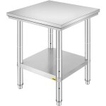 Table de travail cuisine inox 60x60x80 cm, plan de travail cuisine en 2 etage, table de travail en acier ...
