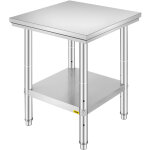 Table de travail cuisine inox 60x60x80 cm, plan de travail cuisine en 2 etage, table de travail en acier ...