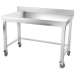 Table de travail en inox 1600 x 500 mm adoss�e avec renfort sur roulettes premium - goldinox