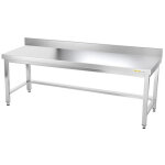 Table de travail en inox soubassement 2000 x 700 mm adoss�e avec renfort premium - goldinox