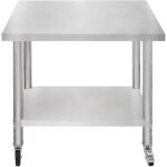 Table de travail pr�paration professionelle cuisine en inox - 76cm x 90cm x 86cm - plan de pr�paration ...