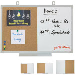 Tableau blanc combin 2 en 1, panneau en lige, magntique, cadre en alu, rangement, 30 x 45 cm, blanc ...