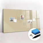 Tableau magn�tique, panneau d'affichage, pense - b�te, impression sur verre ? 120 cm x 60 cm - beige
