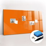Tableau magn�tique, panneau d'affichage, pense - b�te, impression sur verre ? 120 cm x 60 cm - orange ...
