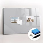 Tableau magn�tique, panneau d?affichage, pense - b�te, impression sur verre ? 60 cm x 40 cm - gris clair ...