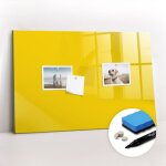 Tableau magn�tique, panneau d?affichage, pense - b�te, impression sur verre ? 60 cm x 40 cm - jaune