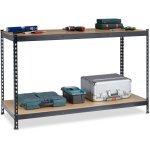 Relaxdays - tabli, 2 plans de travail adaptables, table de travail pour atelier, acier, hlp : 92 x 150 ...
