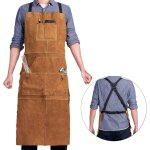 Tablier de soudeur en cuir avec 6 poches � outils, r�sistant � la chaleur et aux flammes, 61 x 106 cm, ...