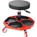 Tabouret d'atelier mobile, si�ge de m�canicien sur roulettes, capacit� 136 kg, hauteur ajustable, avec ...