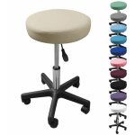 Tabouret d'atelier rond � roulettes r�glable en hauteur de 43. 5 � 60. 5 cm et pivotable � 360� - beige ...