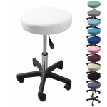 Tabouret d'atelier rond  roulettes rglable en hauteur de 43. 5  60. 5 cm et pivotable  360 - blanc ...