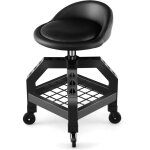 Tabouret d'atelier roulant r�glable en hauteur 66, 6 - 79, 5 cm, si�ge de m�canicien avec plateau � outils ...