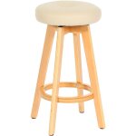 Tabouret de bar navan, chaise de bar tabouret de bar, bois similicuir pivotant - cr�me, pieds clairs